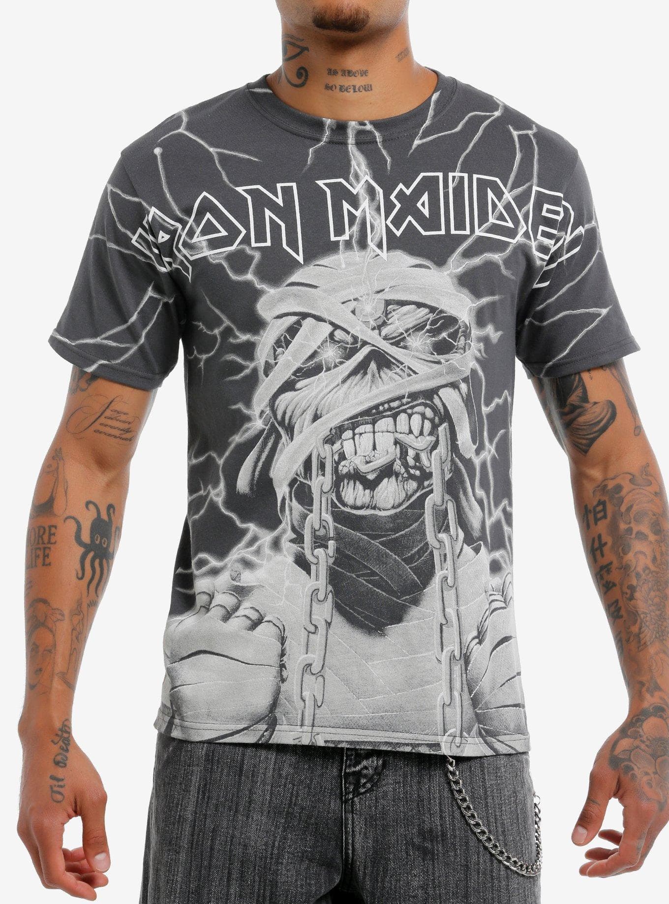 Iron Maiden Eddie Mummy Lightning T-Shirt - Image 1