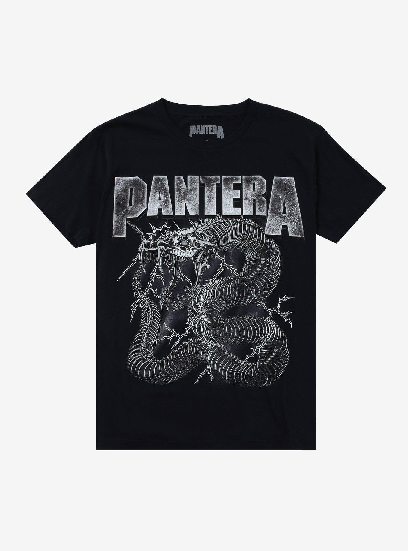 Pantera Dark Navy Blue Electrified Snake Skeleton T-Shirt