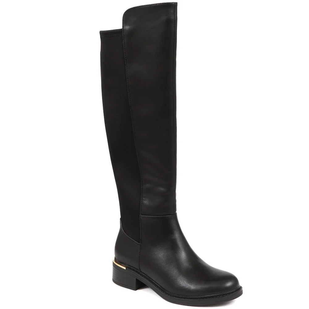 Black long boots size UK 5 - Image 1