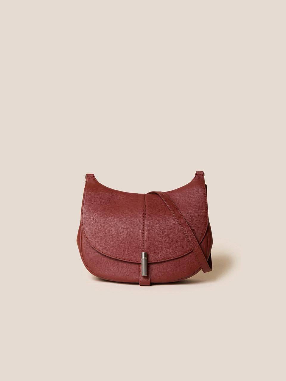 Leather Versatile Flanner Cross Handbag [Brick Red] (RCBRX25146RED)