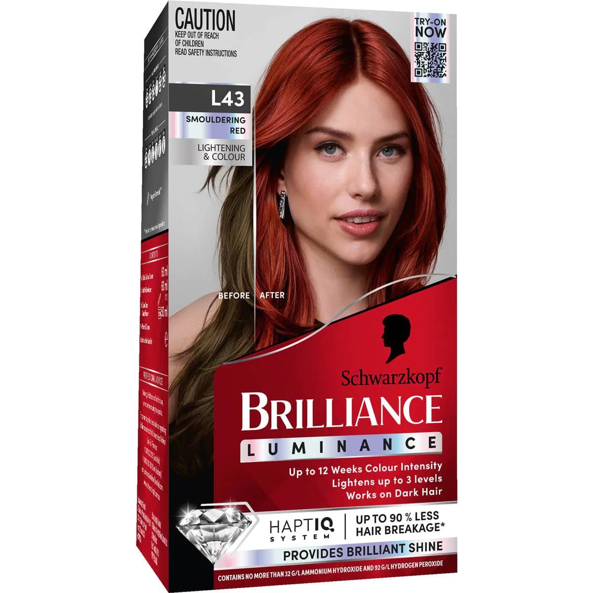 Schwarzkopf Brilliance Red Hair Dye L43 Smouldering Red Hair Colour each - Image 1