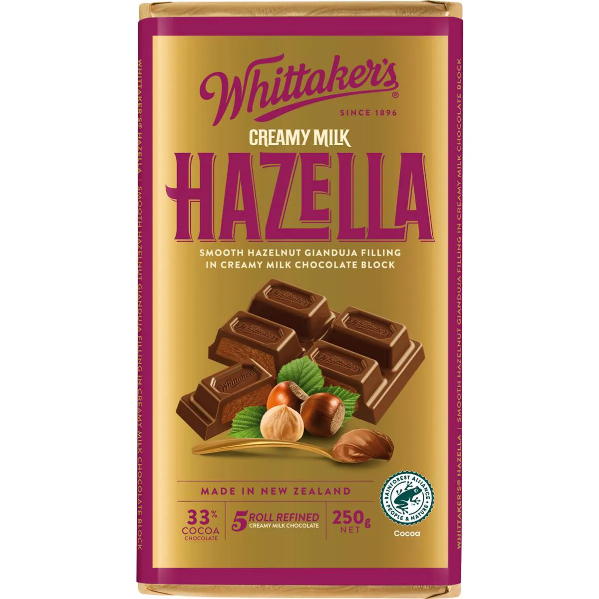 Whittaker's Creamy Milk Hazella Chocolate Block 250g - Image 1