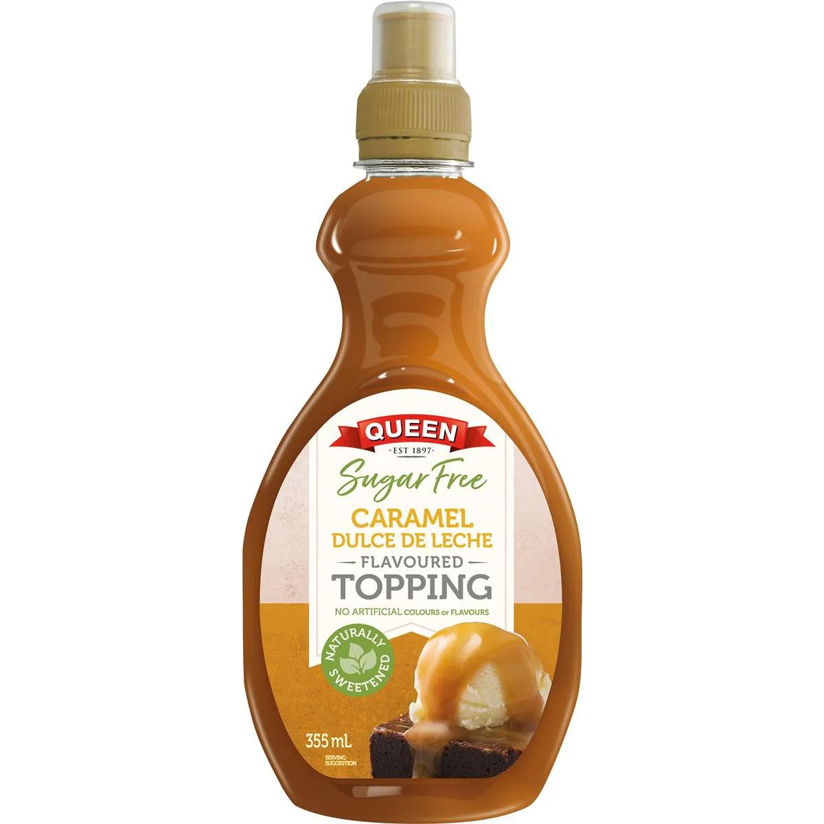 Queen Sugar Free Caramel Dulce De Leche Flavoured Topping 355mL - Image 1