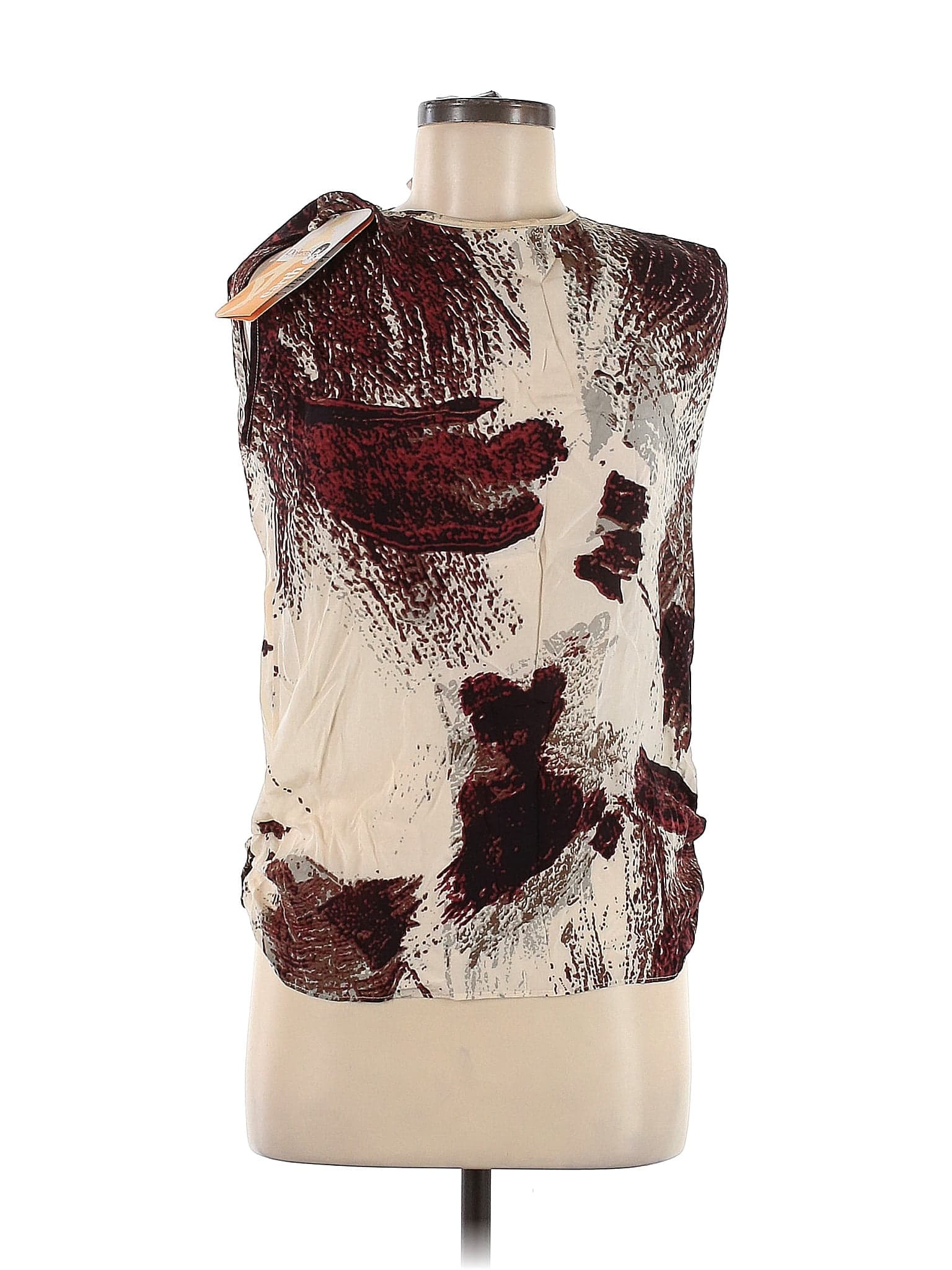 Delores Promesas 100% Silk Brown Sleeveless Silk Top Size EU (FR) 38 / US 6 - Image 1
