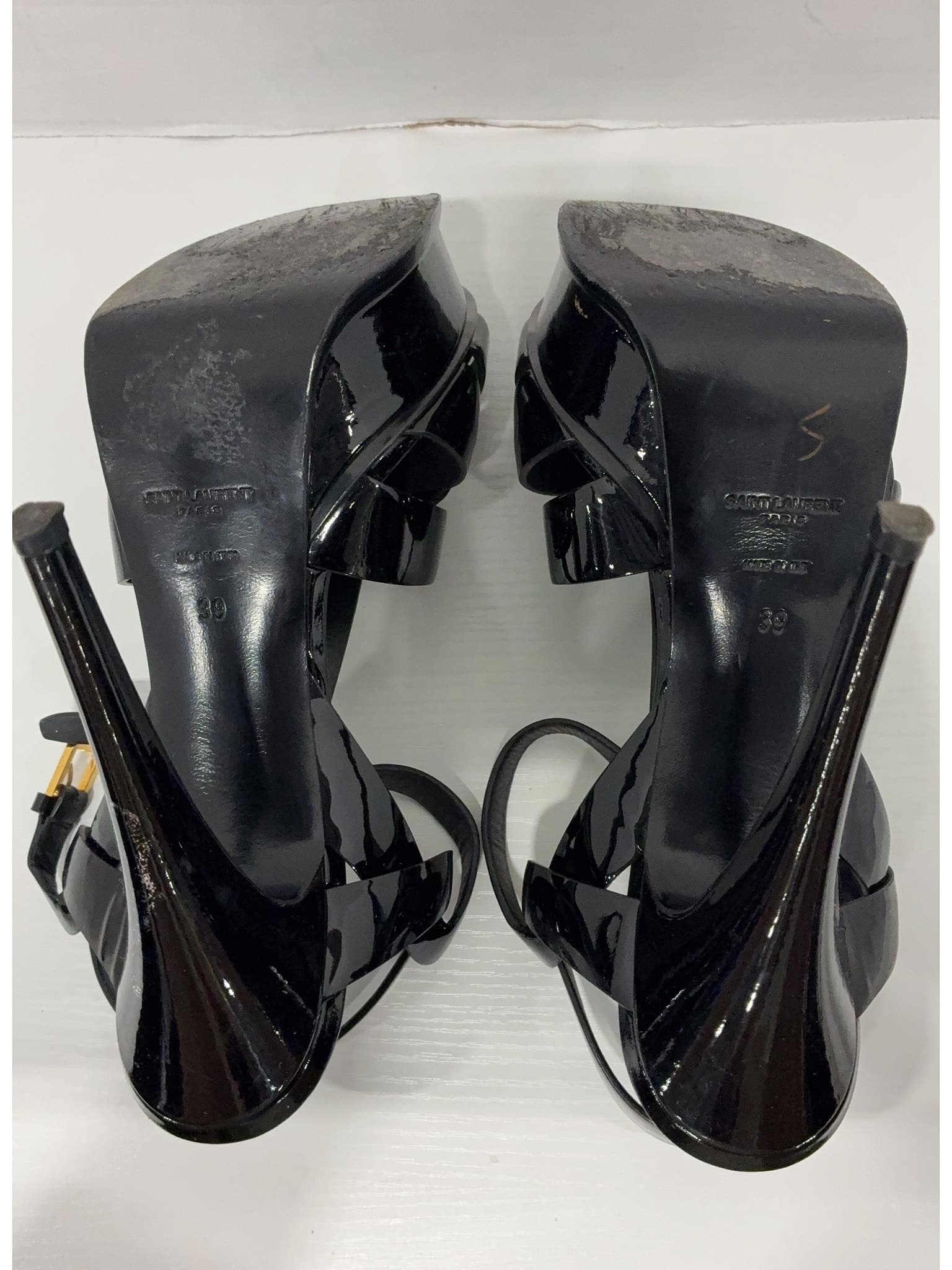 Yves Saint Laurent 100% Patent Leather Black Tribute Patent Leather Heels Size EU 39 thumbnail 11