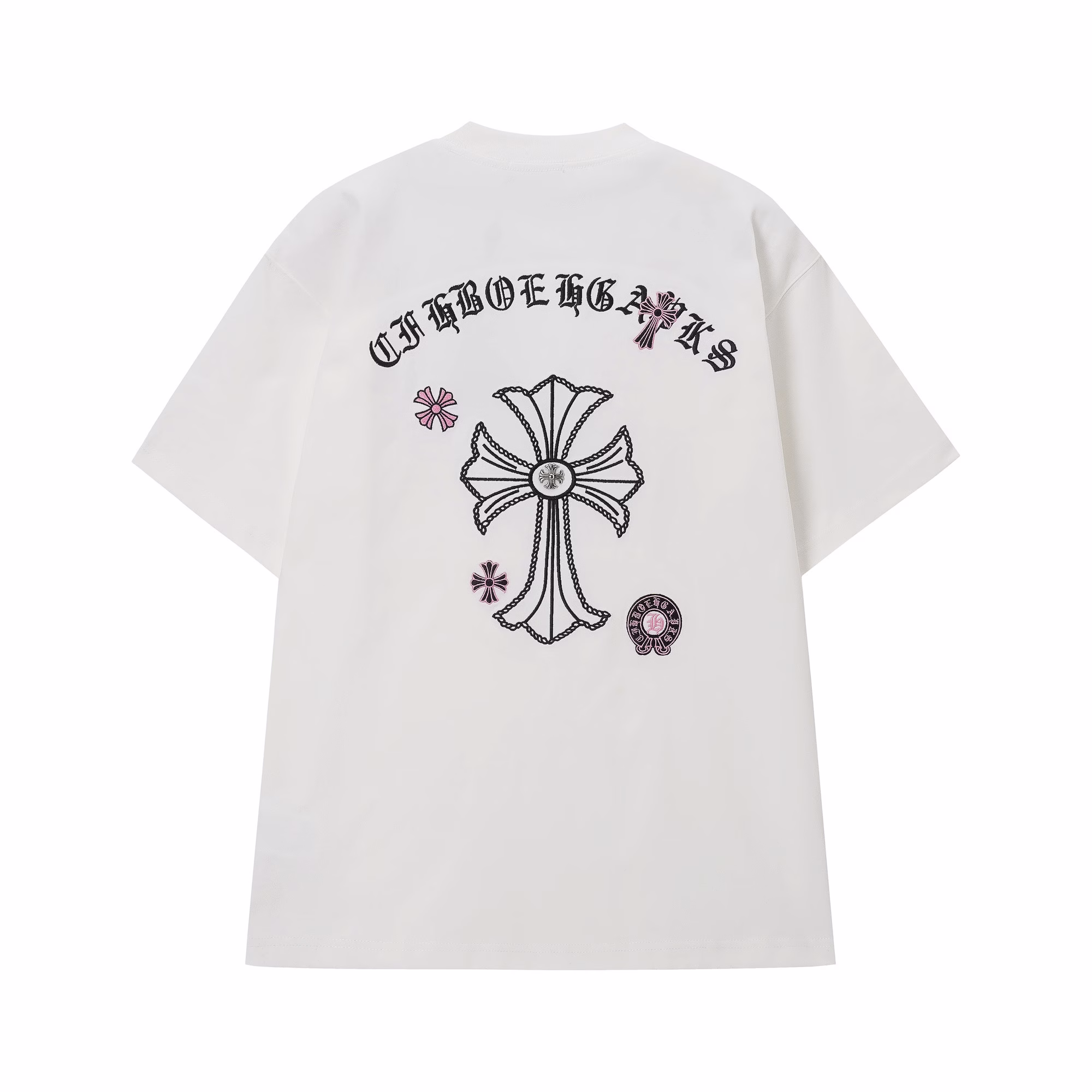 Chrome Hearts Black Pink Cross Graphic Tee - Image 1