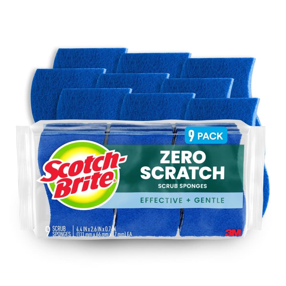 Scotch-Brite Zero Scratch Scrub Sponge, 9 Pack Scrubbing Sponges, Great For Washing Dishes and Cleaning Kitchen - Image 1