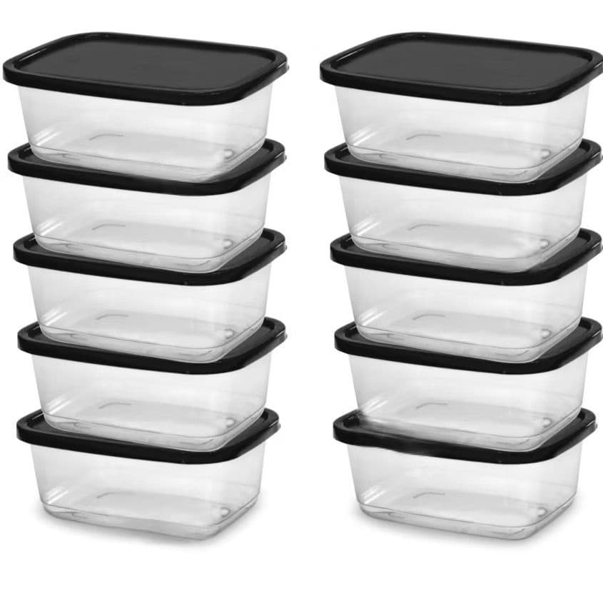 Kit 10 Potes 500ml Transparentes Marmitas Bpa Free Fitness Microondas Freezer Organizador Alimentos - Image 1