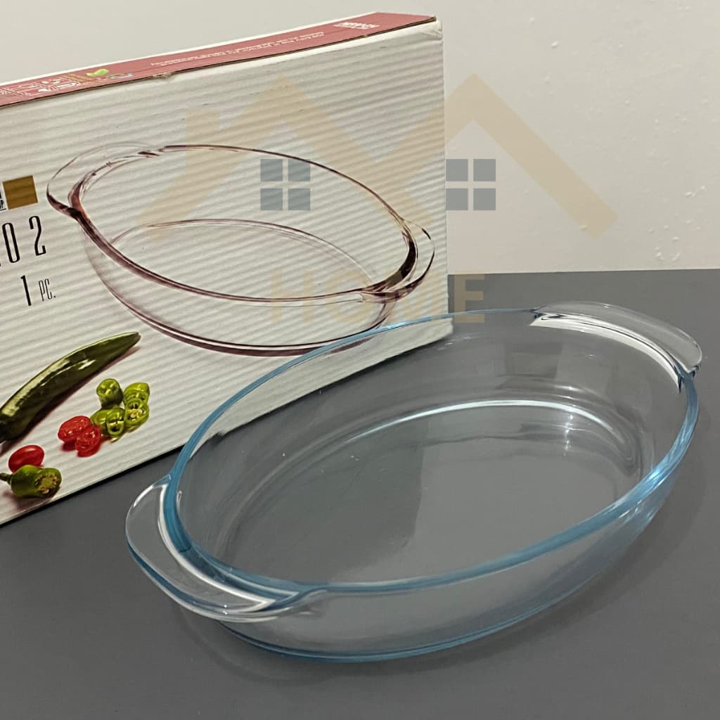 Assadeira 1 Litro 28x16cm Travessa Forma Oval Em Vidro Resistente - Image 1