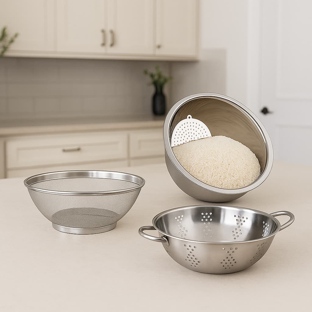 LEVE MAIS POR MENOS Kit 3 peças Escorredor De Arroz + Escorredor De Macarrão + Escorredor telado - Image 1