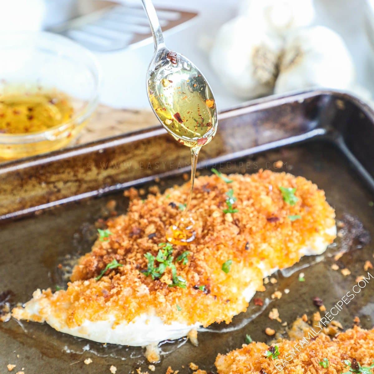 Baked Panko Chicken with Honey Drizzle - Image 1