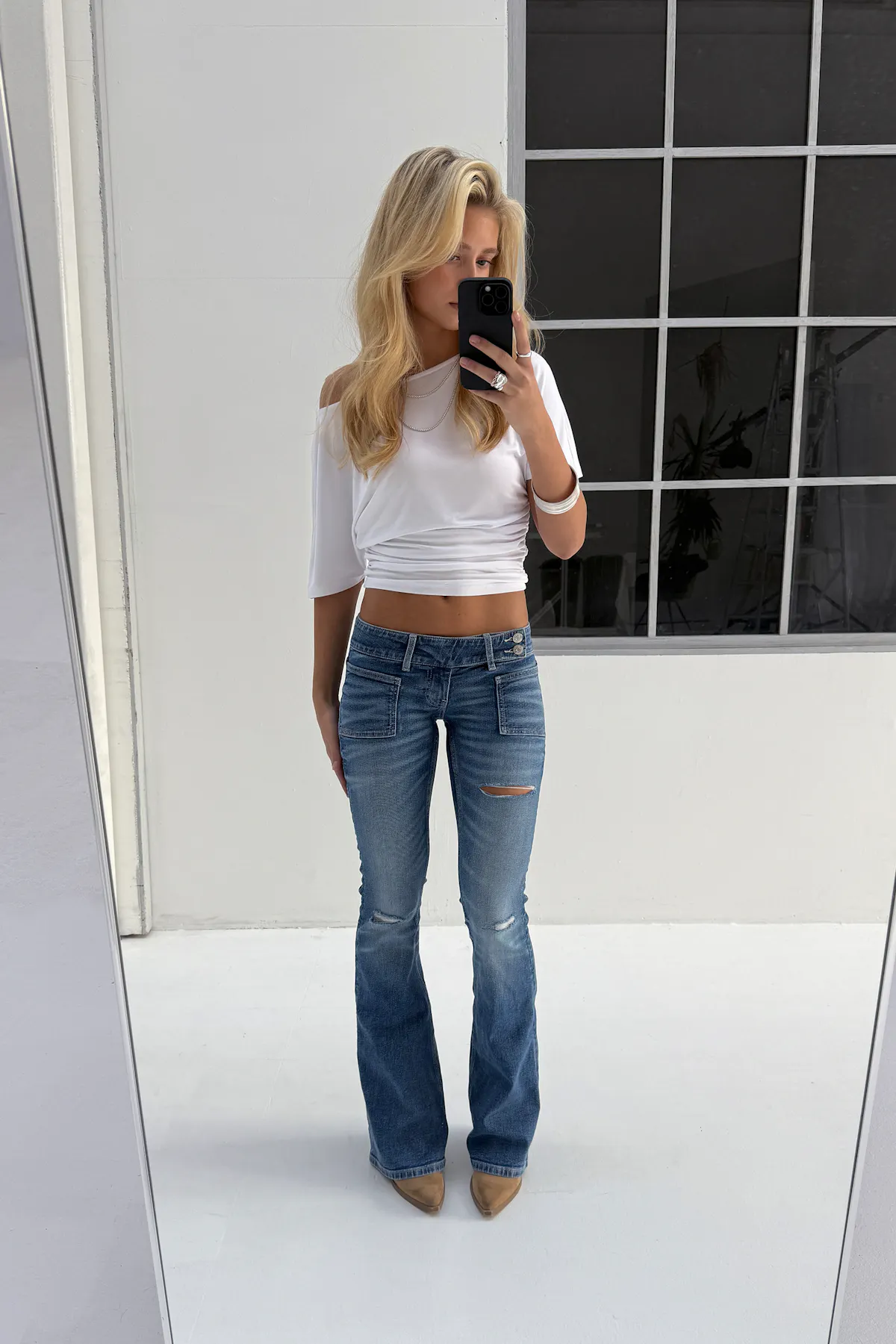 14+ pleated flare jeans tall - Image 1