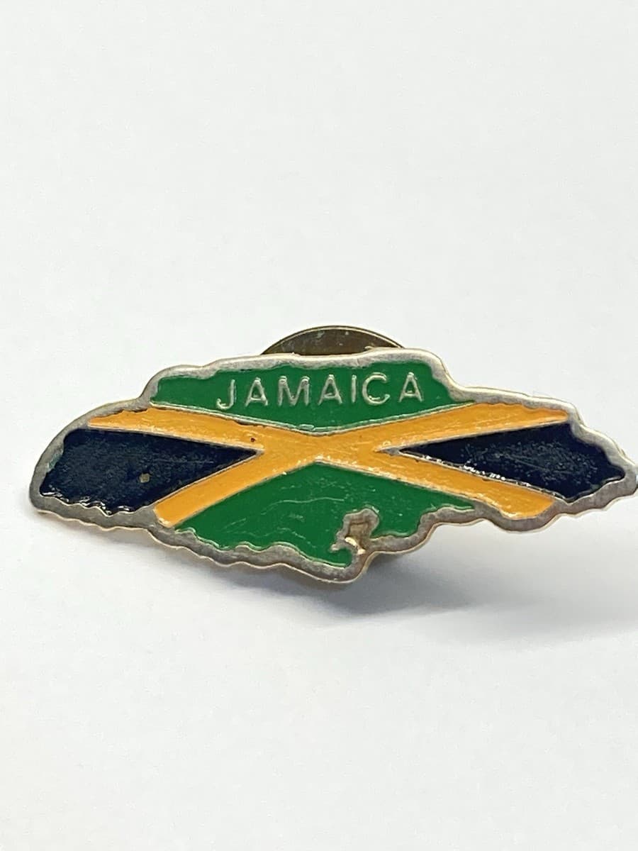 Vintage Jamaica Country Flag Map Enameled Lapel Hat Pin Island Borders thumbnail 2