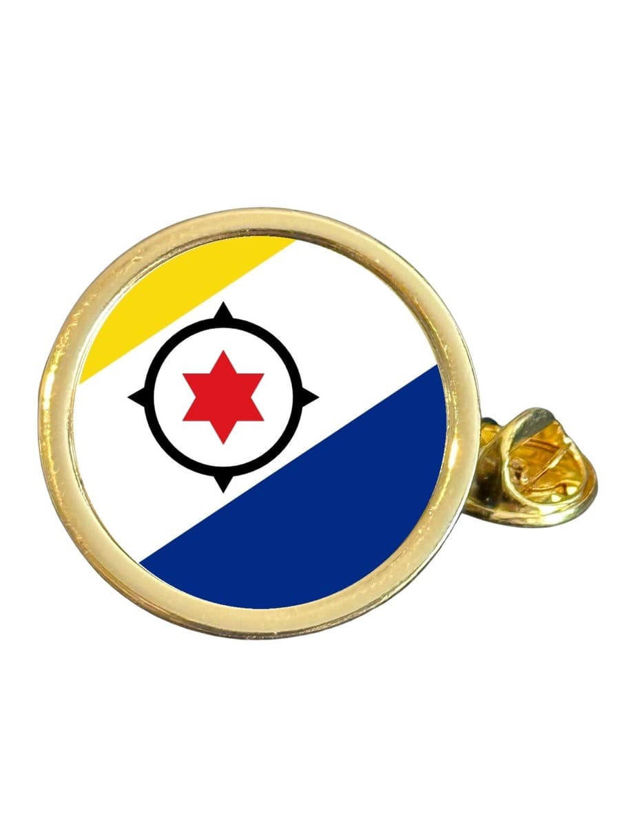 Caribbean Netherlands Flag Gold Plated Domed Lapel Pin Badge - Image 1