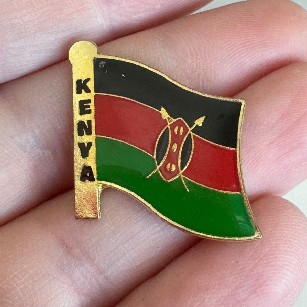 Vintage Kenya Flag Lapel Pin Kenyan Tie Tack Souvenir Tourist - Image 1