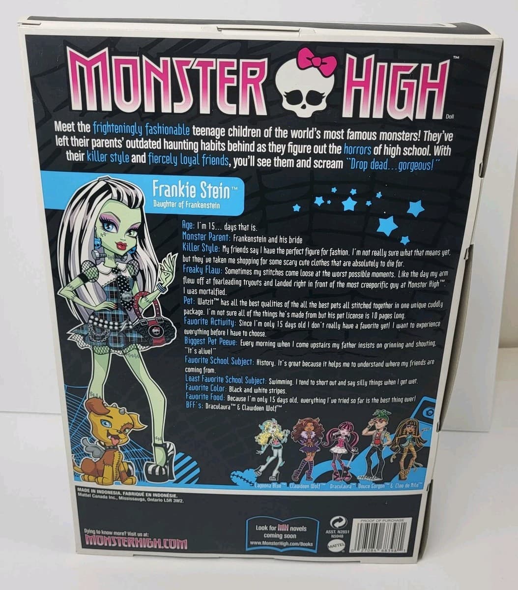 Monster High Frankie Stein Doll First Wave 2009 NIB thumbnail 4