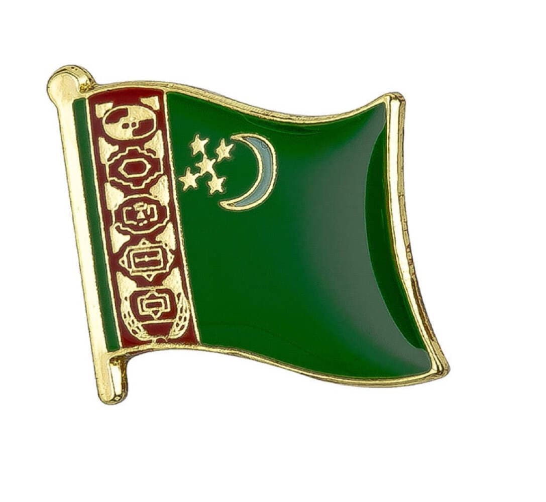 Turkmenistan Flag Lapel Pin 5/8" x 5/8" - Image 1