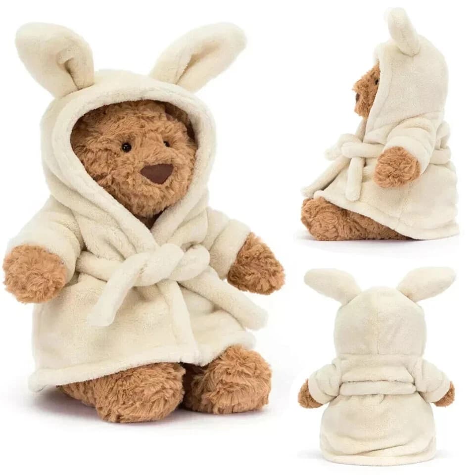 Jellycat Bartholomew Bear Bathrobe 26CM Beige Birthday Bunny Plush Doll Gifts thumbnail 3