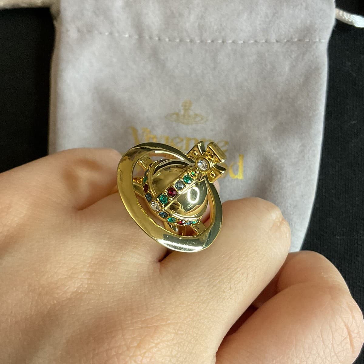 Vivienne Westwood Nana Orb Saturn gold tone ring, can be opened~size6~#355 - Image 1
