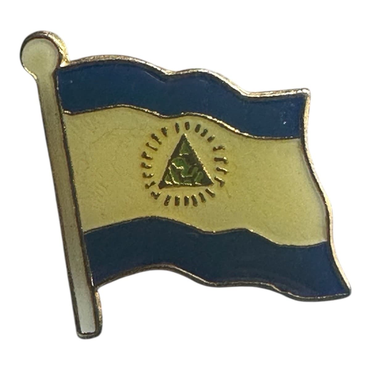 Flag of Nicaragua Vintage Lapel Pin! Men’s And Women’s Suit ! Gold Toned Pin - Image 1