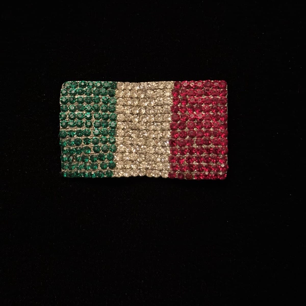 Stunning Vintage Italian Flag Rhinestone Brooch  - Image 1