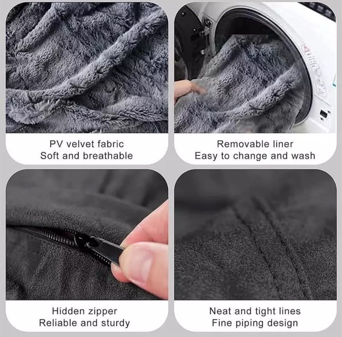 Gray Giant Faux Suede Bean Bag Chair Cover Comfy Soft Lounging Sofa Adults Kids thumbnail 3