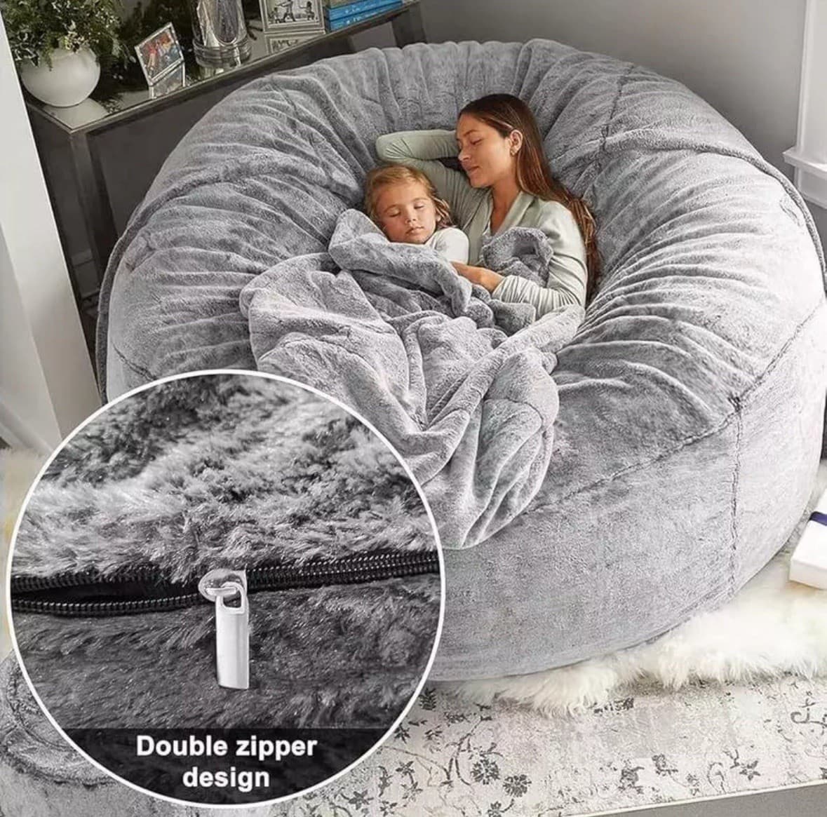 Gray Giant Faux Suede Bean Bag Chair Cover Comfy Soft Lounging Sofa Adults Kids thumbnail 4