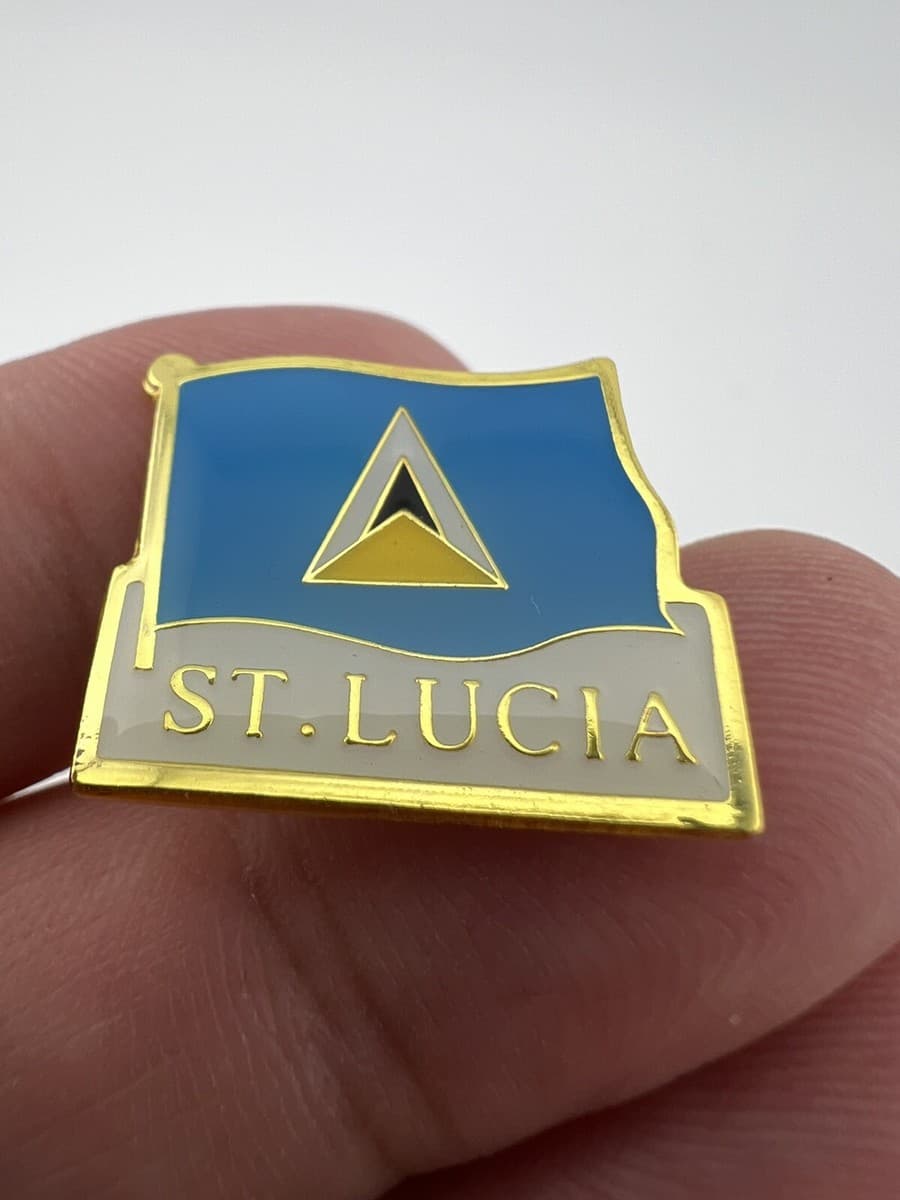 Beautiful St. Lucia Flag Lapel Hat Pin - Good Condition thumbnail 2