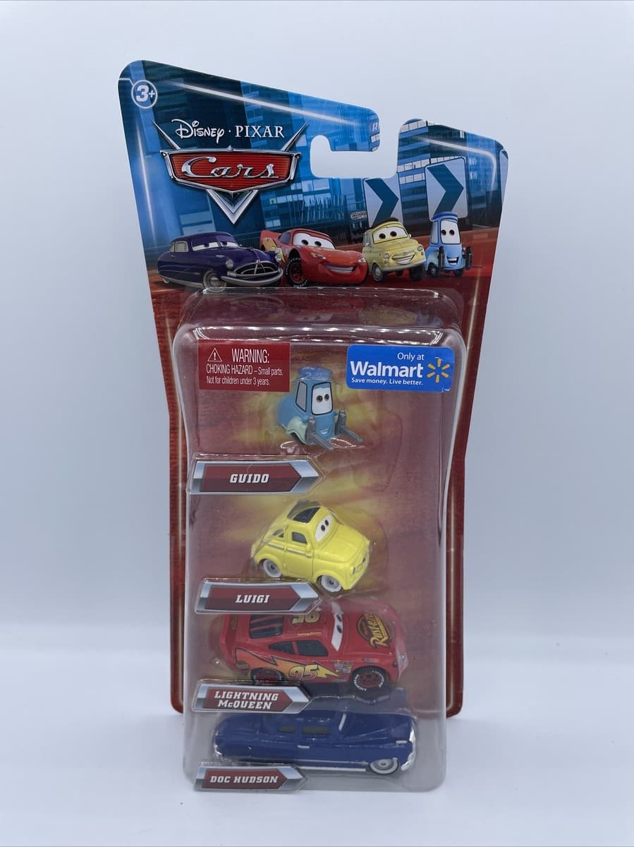 Pixar Disney Cars Diecast 4 pack Walmart Exclusive Doc Lightning Guido Luigi NIP