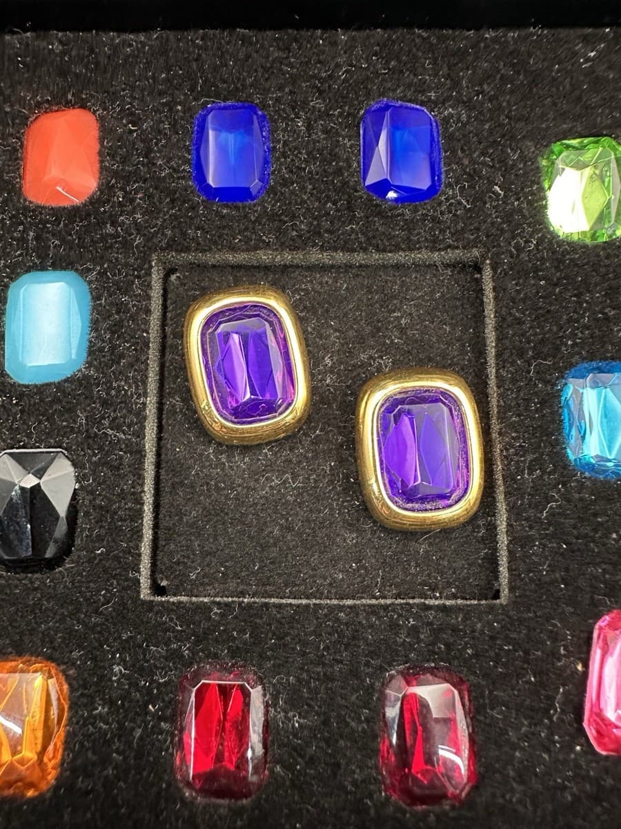 Joan Rivers Classics Silver Tone 10 Color Interchangeable Pierced Earrings Set thumbnail 2