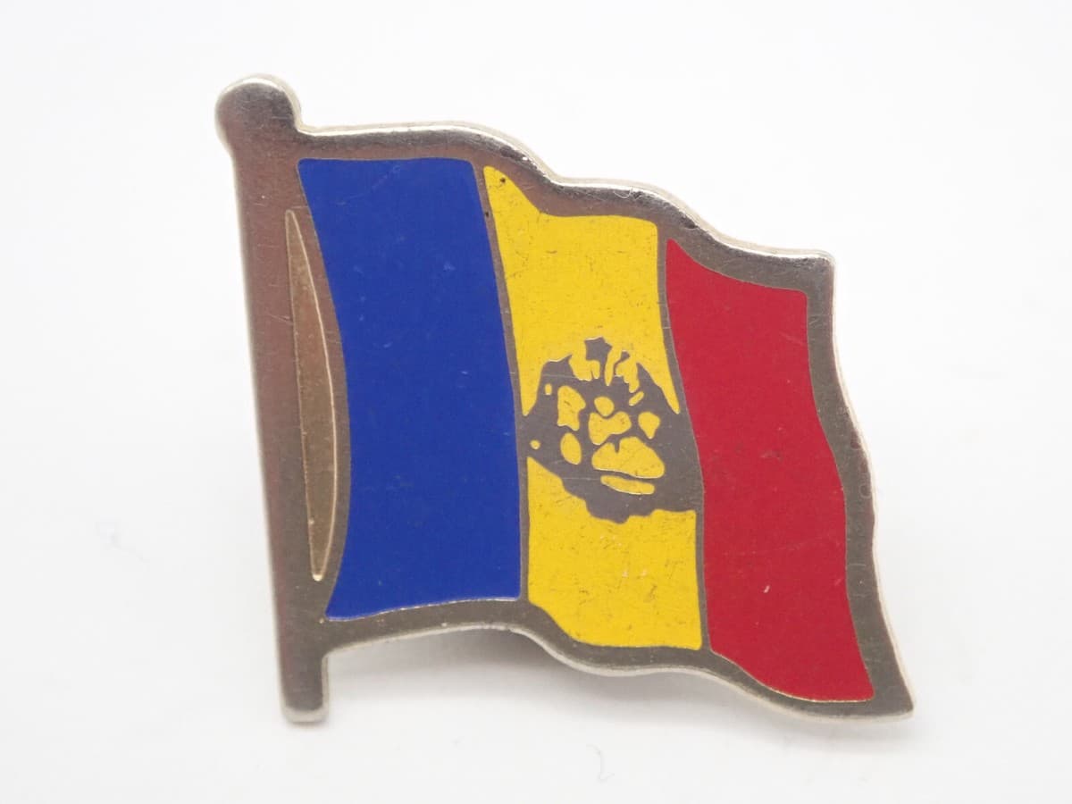 Flag of Moldova Fold Tone Vintage Lapel Pin - Image 1