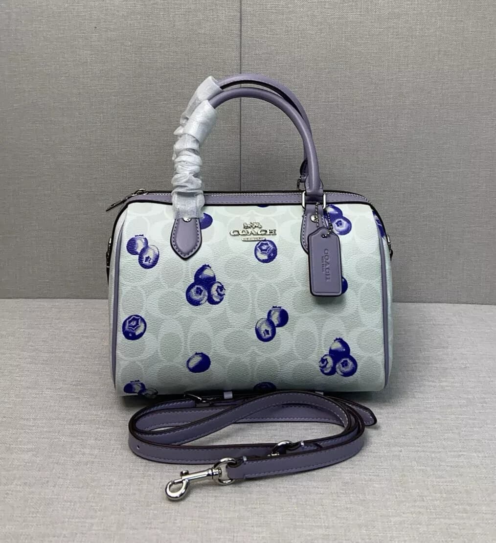 COACH Roan Satchel Signature Canvas Blueberry Print Violet CT216 Outlet NEW - Image 1