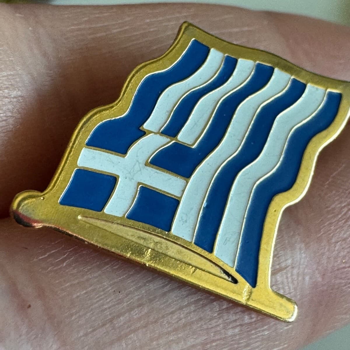 Vintage Greece Greek Flag Enamel Lapel Pin thumbnail 2