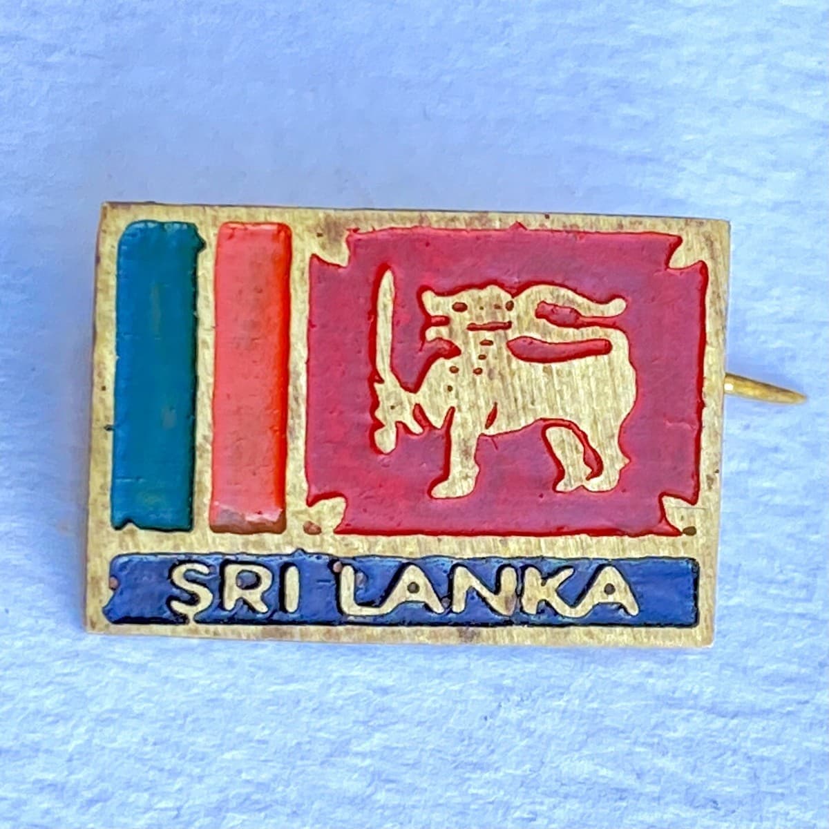Vintage Sri Lanka Flag Colorful Enamel Pin Brooch - Image 1