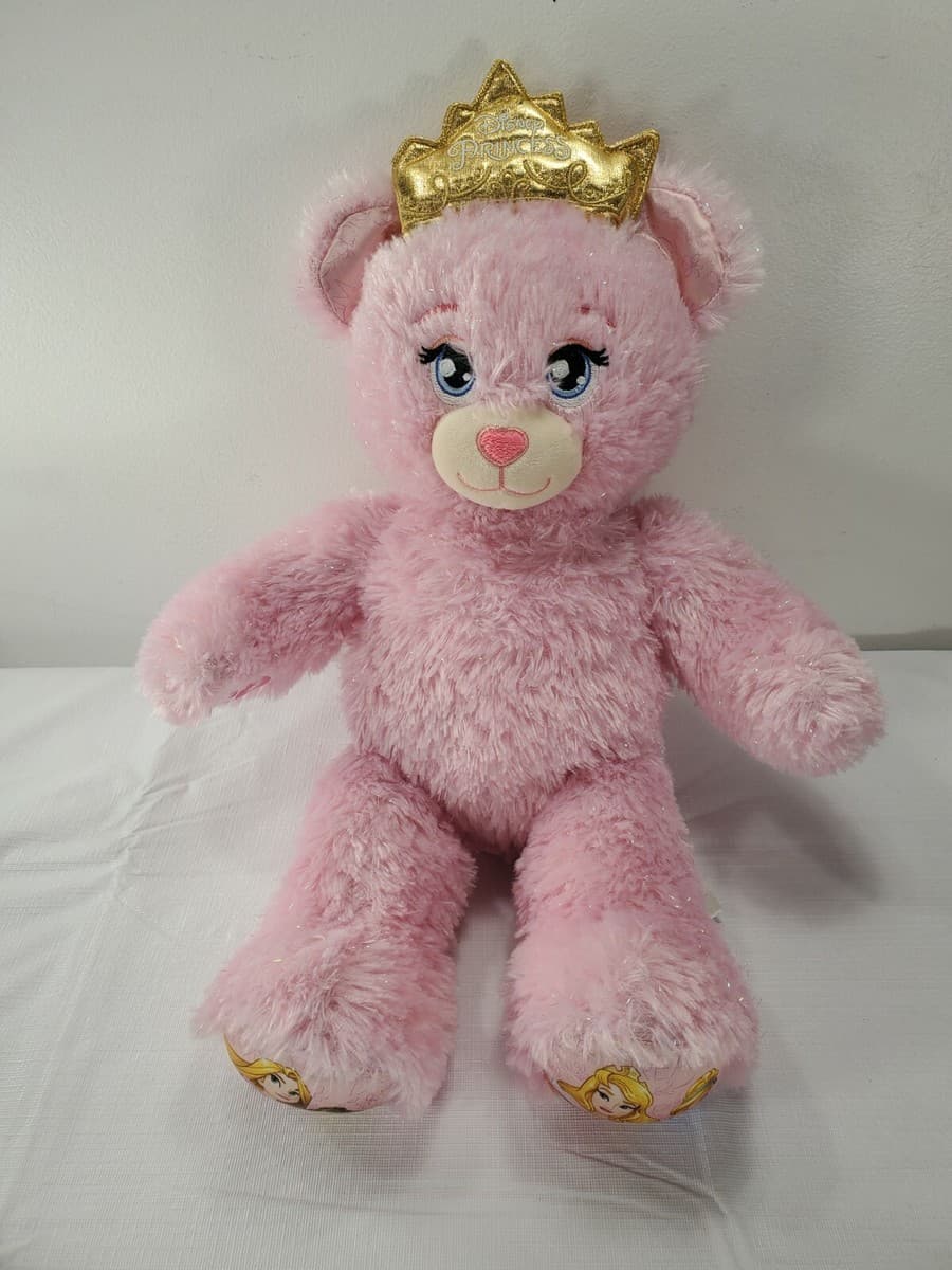 16" Build-A-Bear Pink Disney Princess Plush Bear Stuffed  w/ Gold Light Up Crown - Image 1