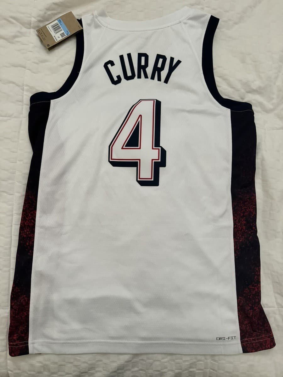 Authentic Stephen Curry Team USA Basketball Jersey 2024 Olympics White Size L thumbnail 5
