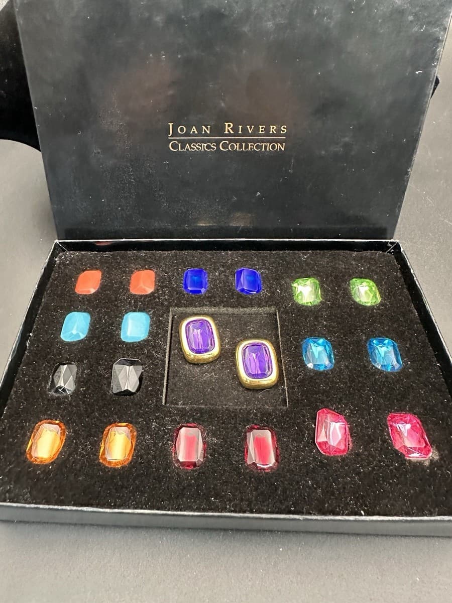 Joan Rivers Classics Silver Tone 10 Color Interchangeable Pierced Earrings Set - Image 1