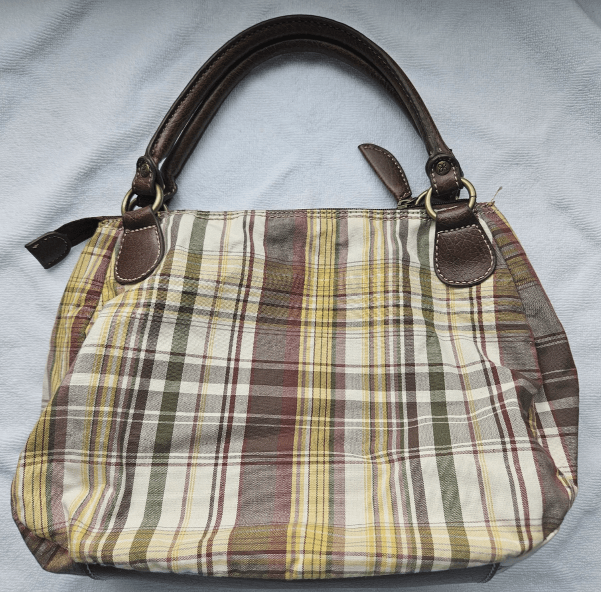 Vintage Relic By Fossil Y2K 90s Plaid/Brown Satchel Shoulder Handbag Purse Retro thumbnail 2