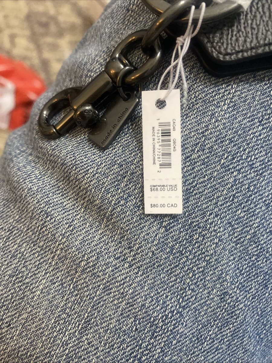 COACH  Bottle Opener Key Fob In Signature Canvas Gunmetal/Charcoal thumbnail 5