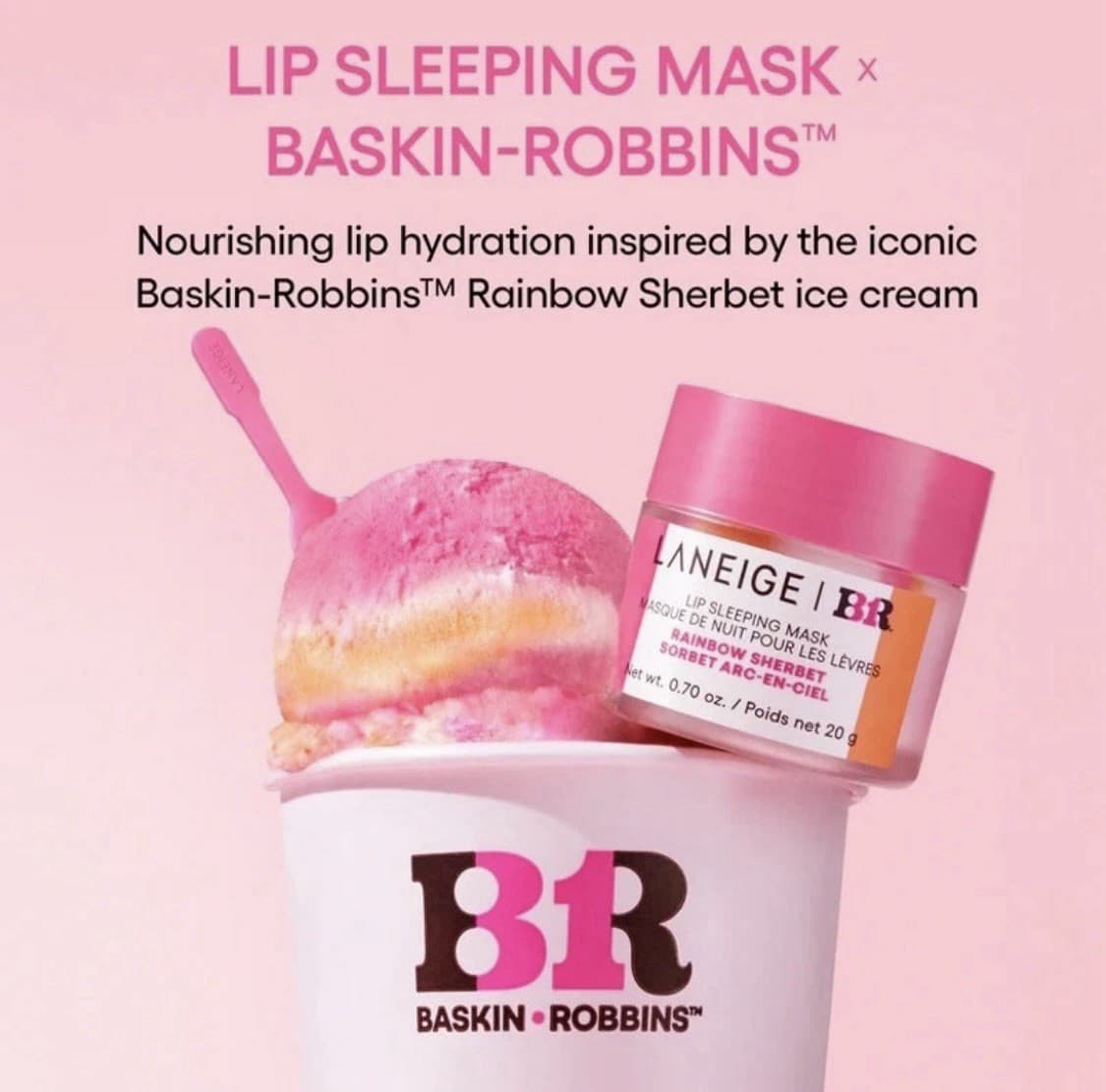 Laneige Baskin Robbins Rainbow Sherbet Lip Sleeping Mask Limited Edition NIB thumbnail 5