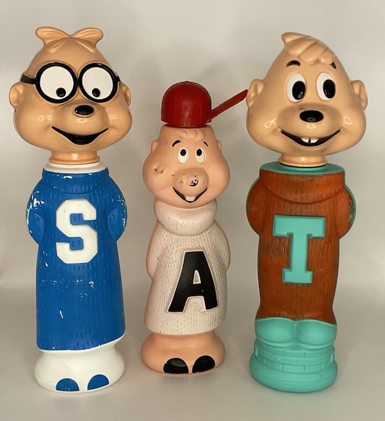 Chipmunks Vintage 1960s SOAKY Lot - Alvin, Simon &amp; Theodore Chip Bubble Bath - Image 1