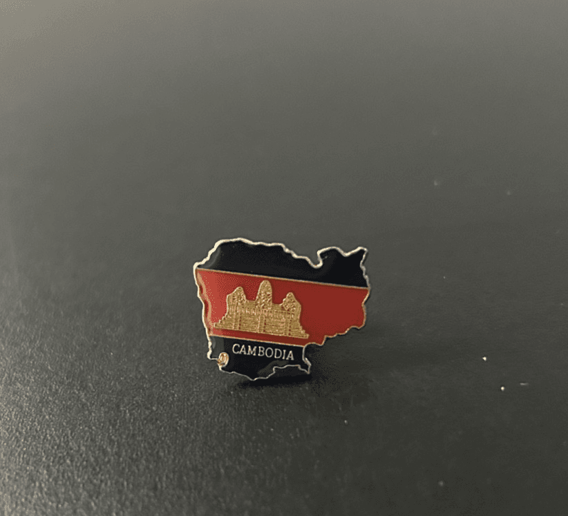 Cambodia Country Shaped Lapel Flag Pin Brooch Ankor Wat Khmer - Image 1