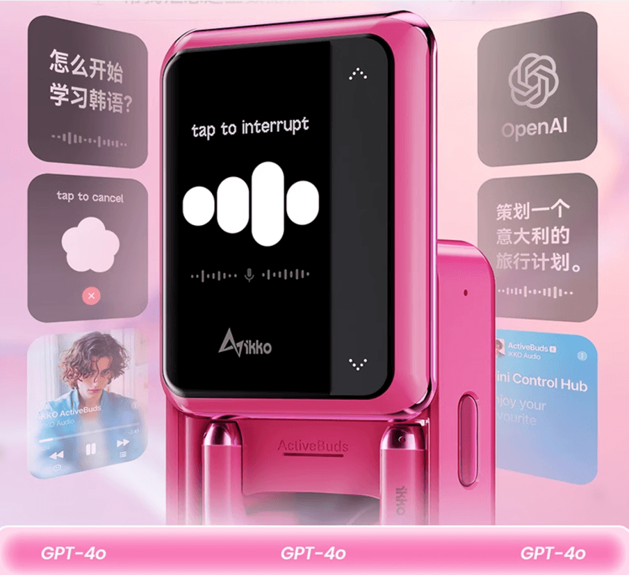 IKKO ActiveBuds AI Touchscreen smart Bluetooth Earphones Powered by ChatGPT thumbnail 3