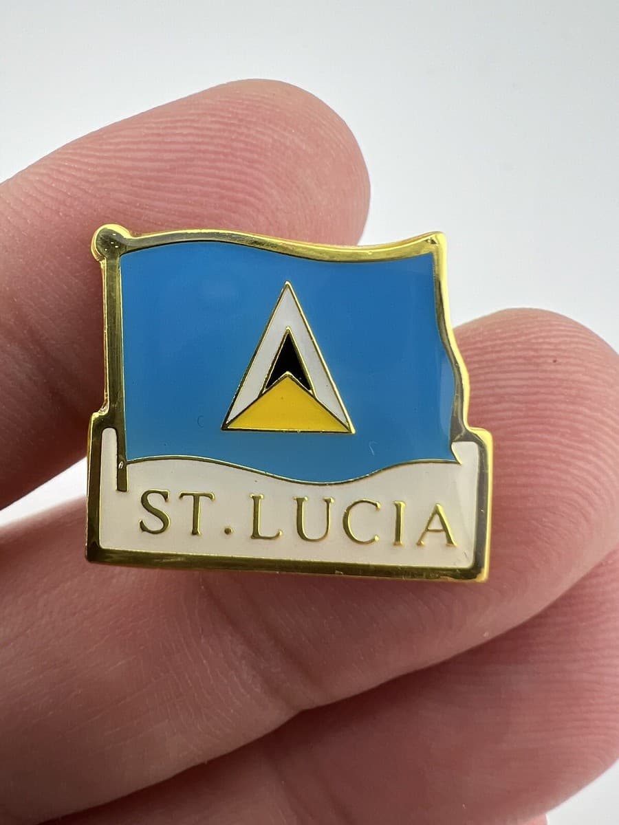 Beautiful St. Lucia Flag Lapel Hat Pin - Good Condition - Image 1