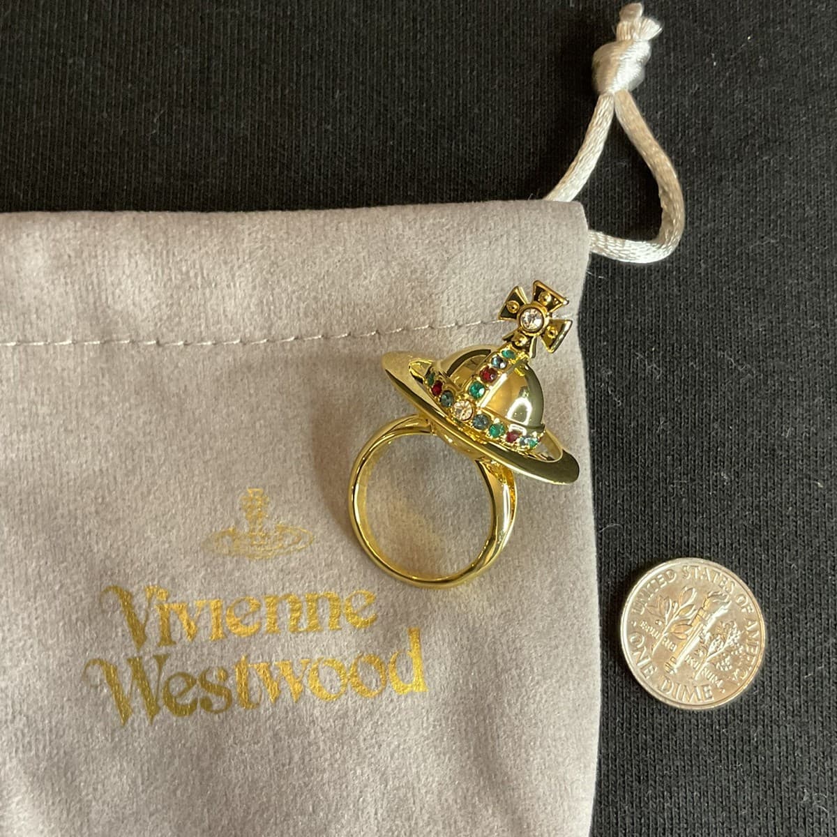 Vivienne Westwood Nana Orb Saturn gold tone ring, can be opened~size6~#355 thumbnail 2