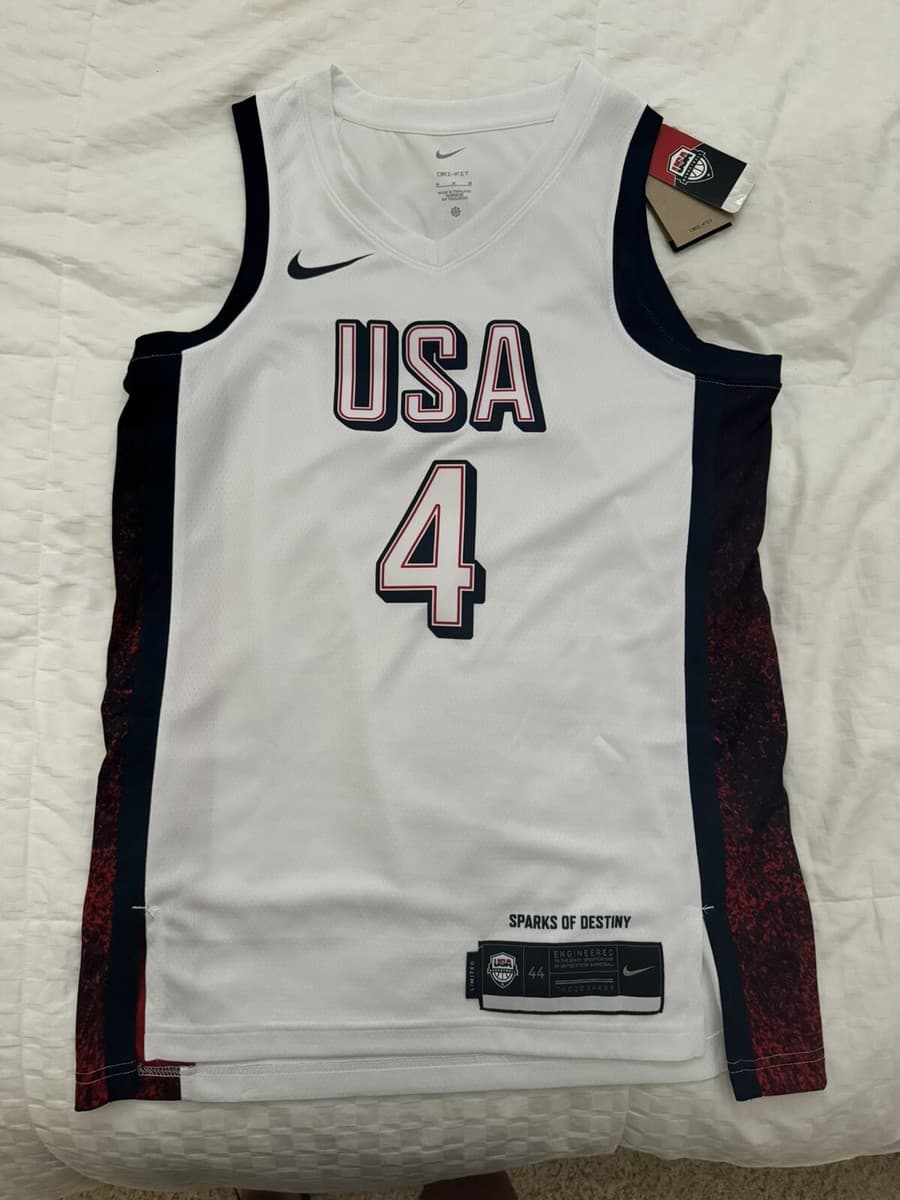 Authentic Stephen Curry Team USA Basketball Jersey 2024 Olympics White Size L thumbnail 4
