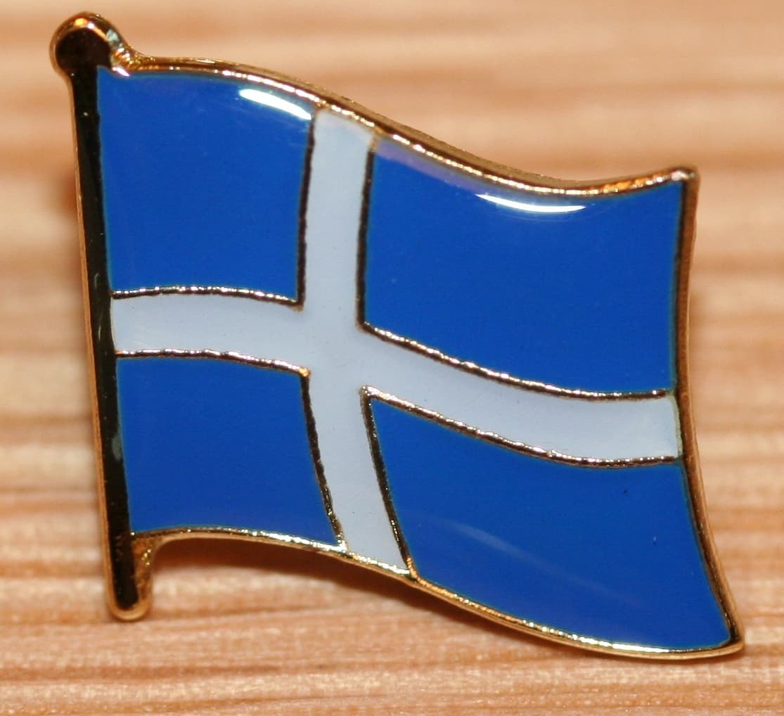 Shetland Islands Scotland County Flag Enamel Pin Badge UK Great Britain - Image 1