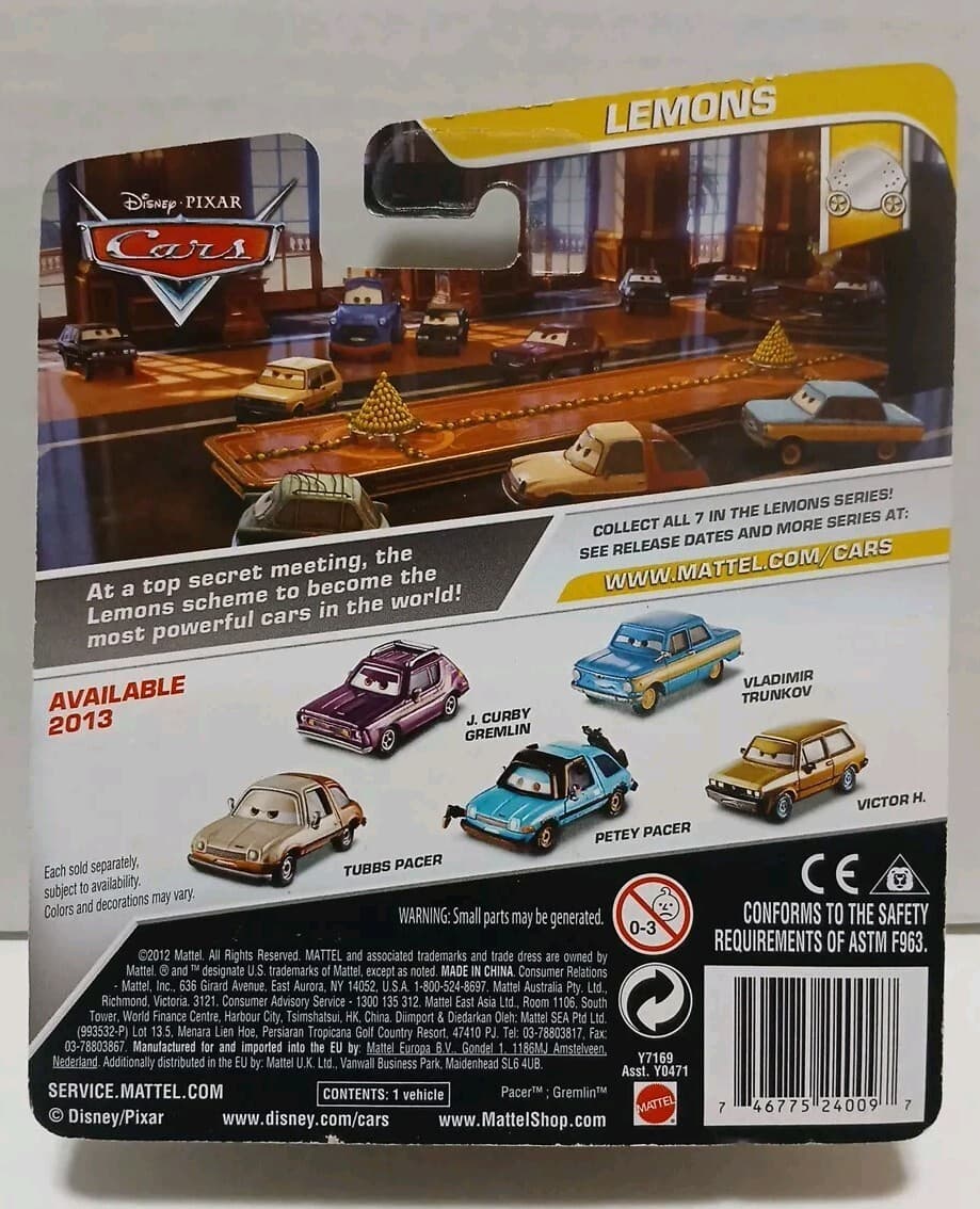 Disney Pixar Cars Lemons: J. Curby Gremlin Brand New Sealed Great Condition!!! thumbnail 2