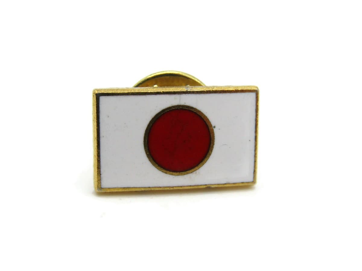 Flag Of Japan Pin Vintage Gold Tone - Image 1