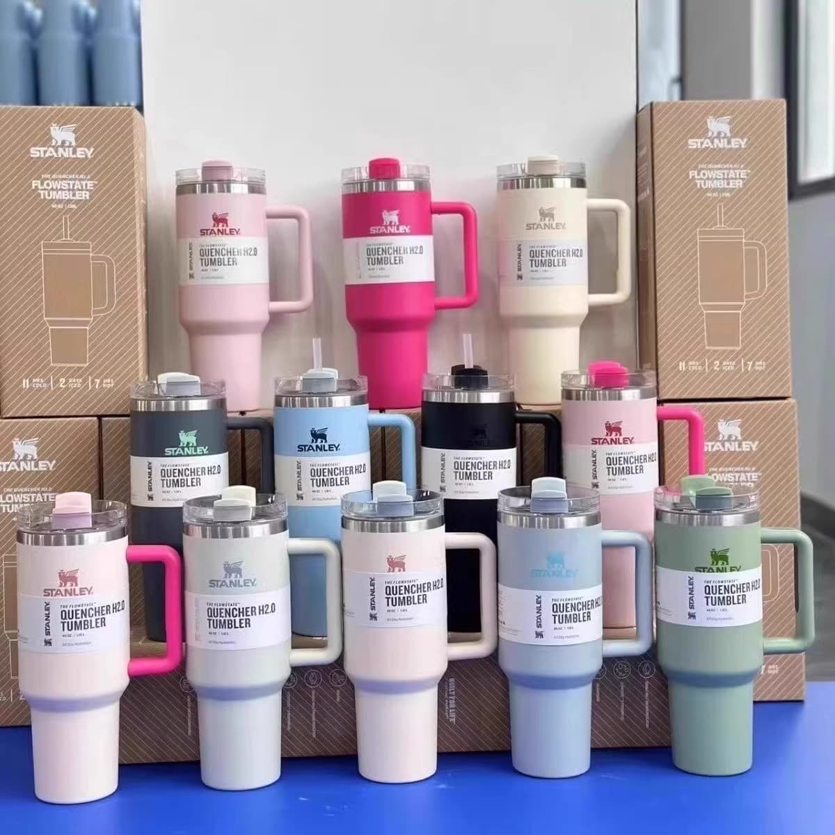 2025 Für 40oz Große Kapazität Cup Auto Cup Stroh Tasse Geschenkset 13 Farben thumbnail 2
